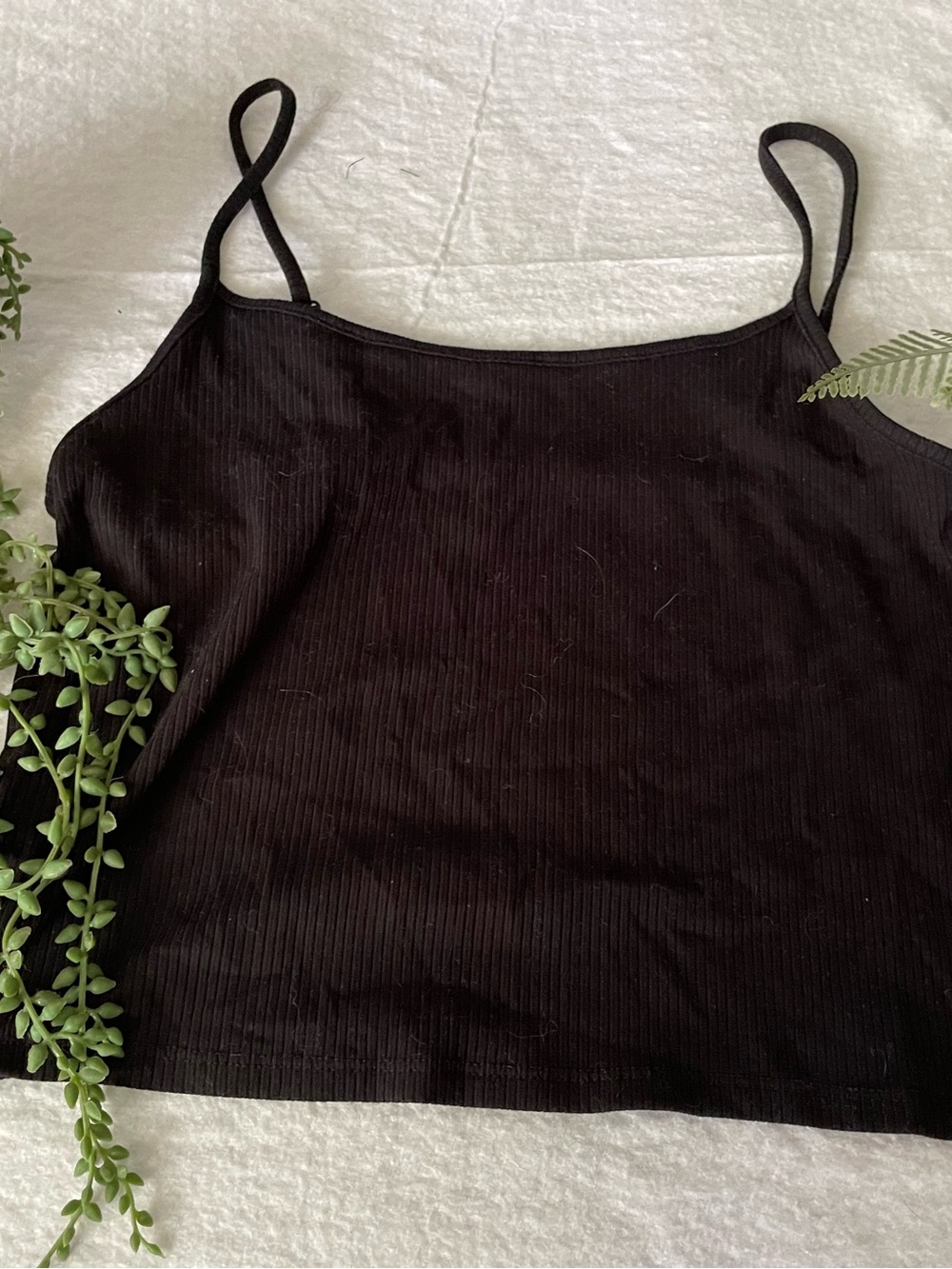 American Eagle Outfitters Black Ribbed Spaghetti Strap Cami